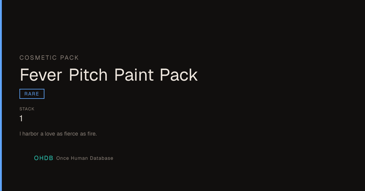 Fever Pitch Paint Pack