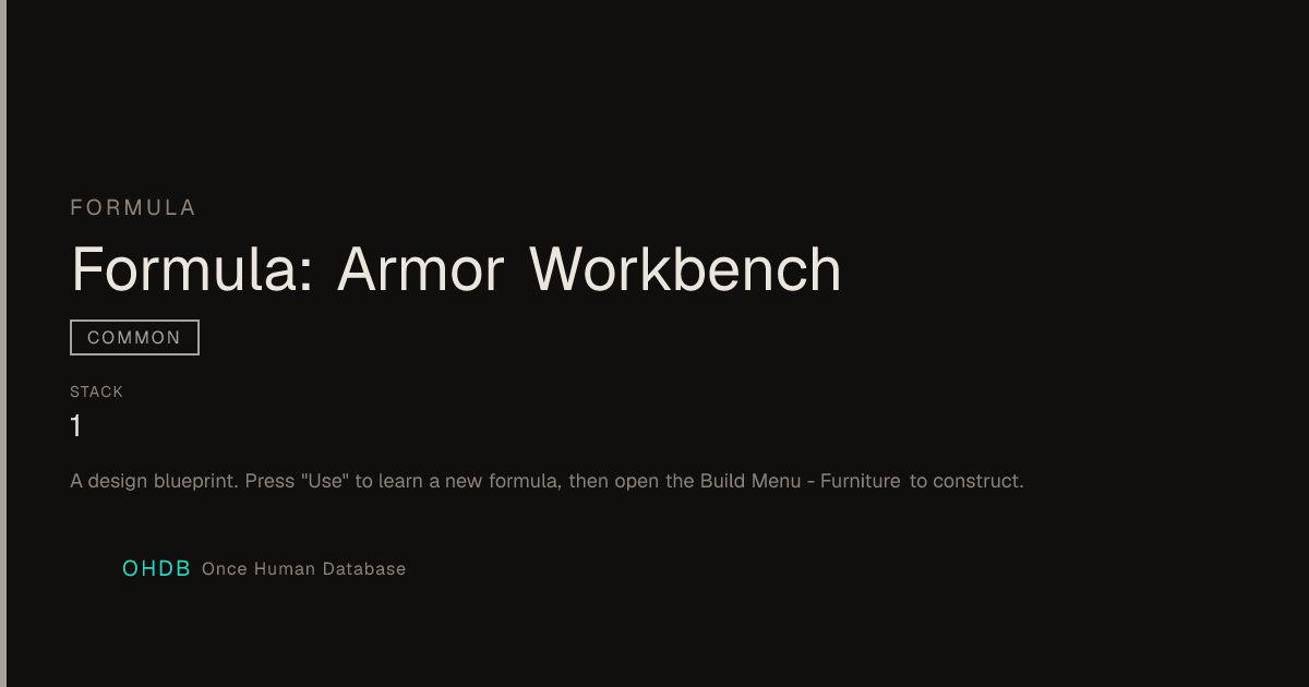 Formula: Armor Workbench