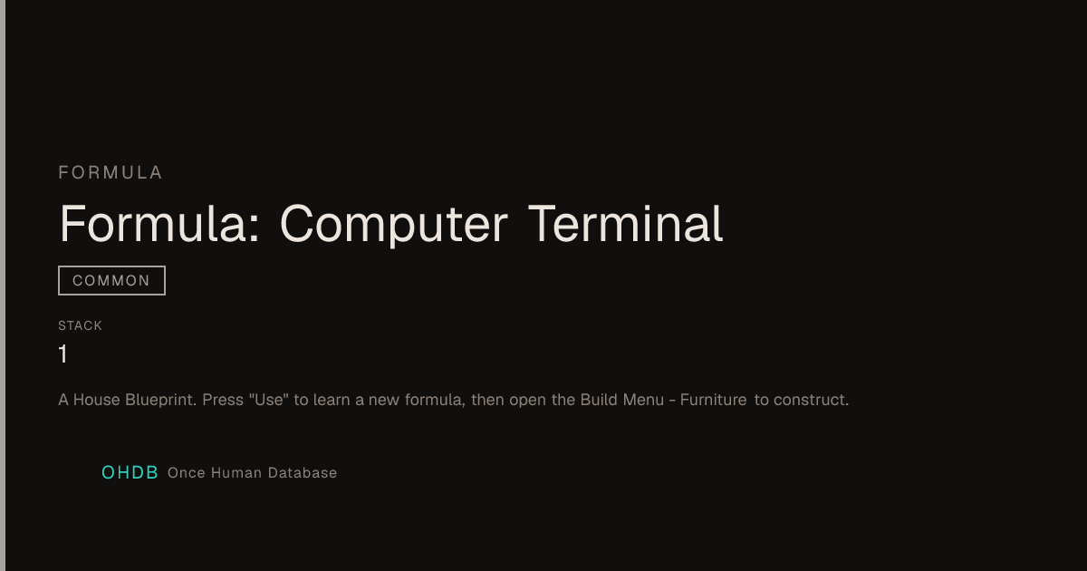 Formula: Computer Terminal