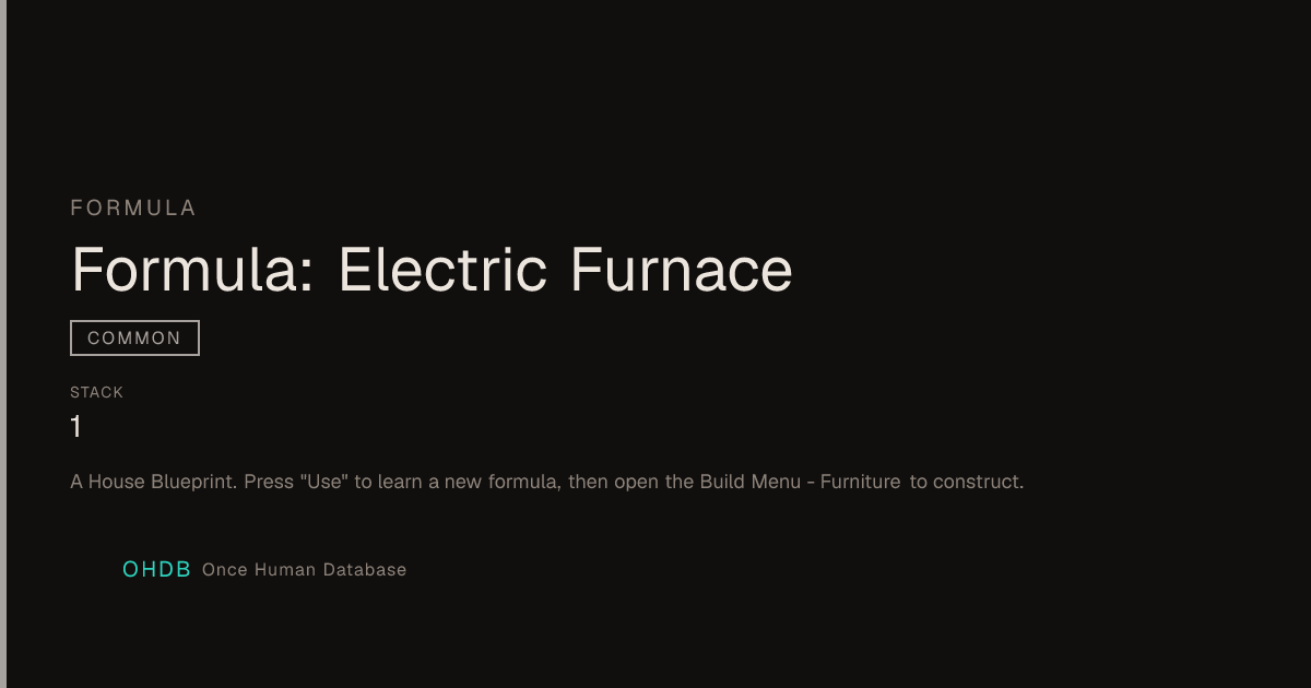 Formula: Electric Furnace