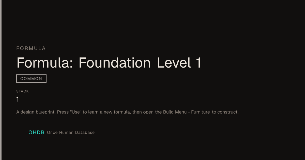Formula: Foundation Level 1