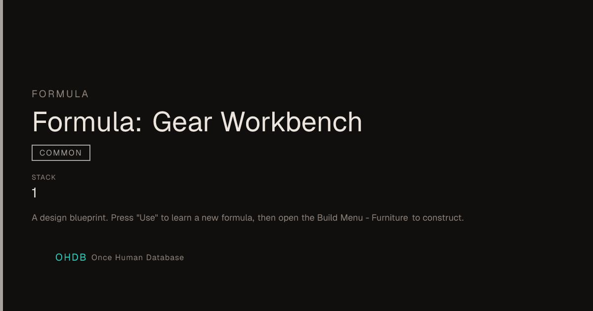 Formula: Gear Workbench
