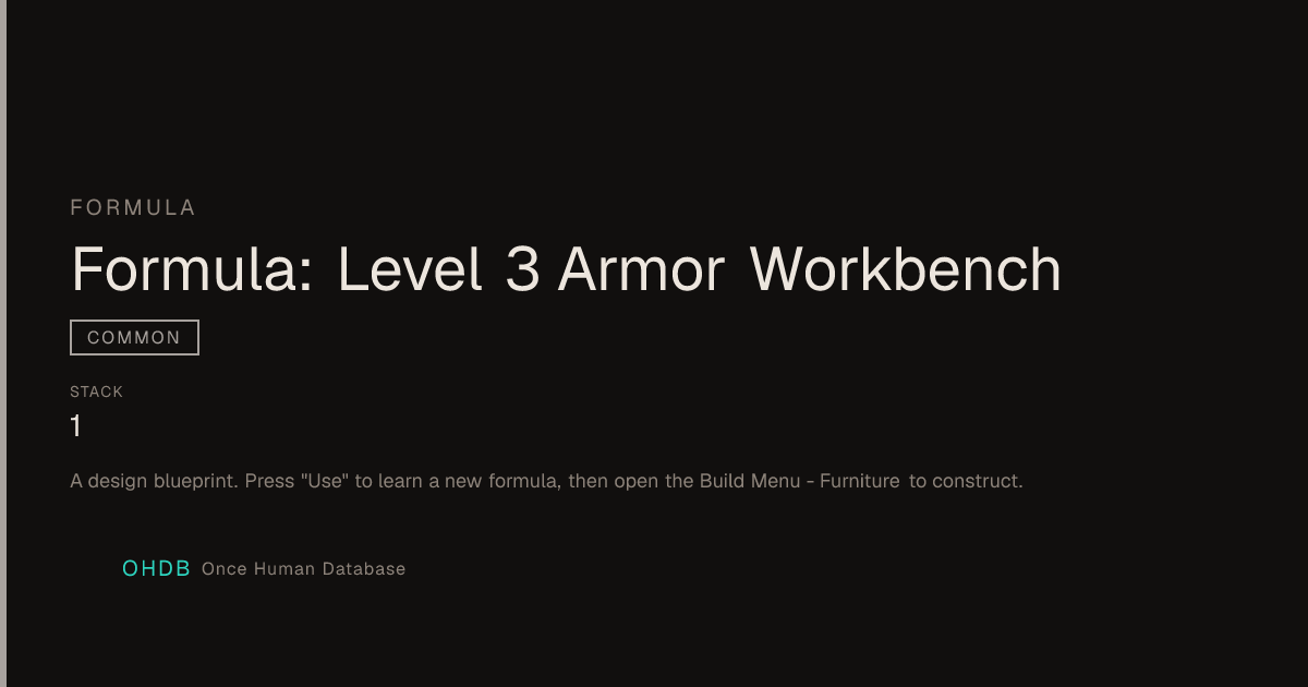 Formula: Level 3 Armor Workbench