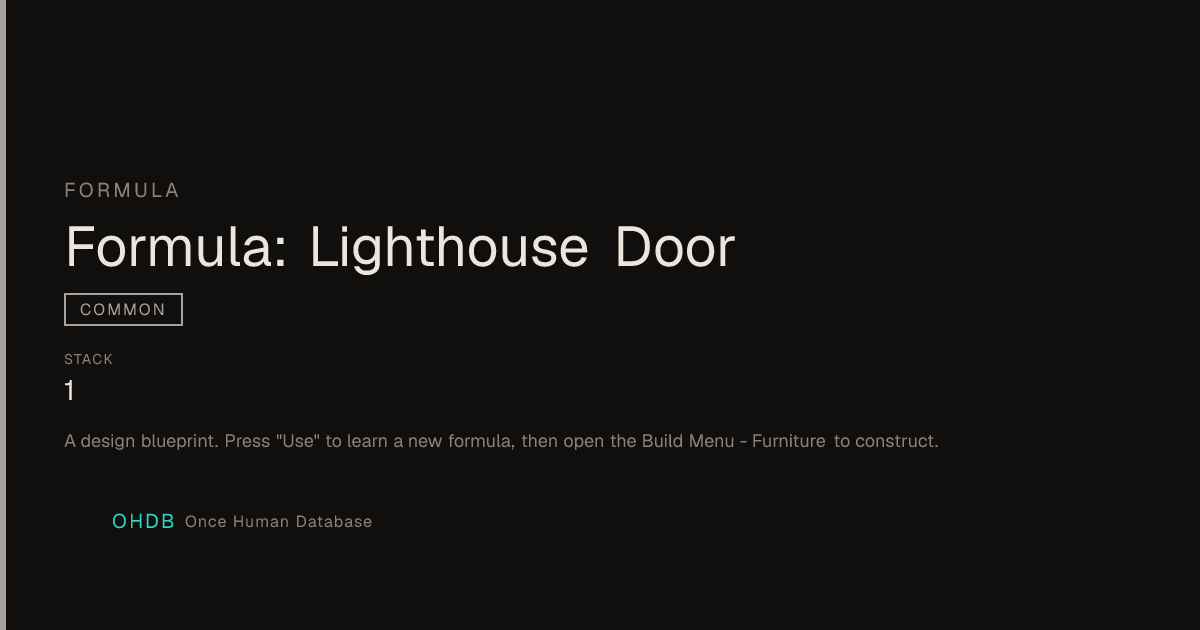 Formula: Lighthouse Door