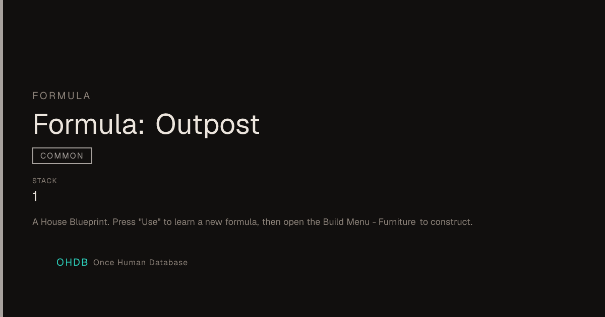 Formula: Outpost