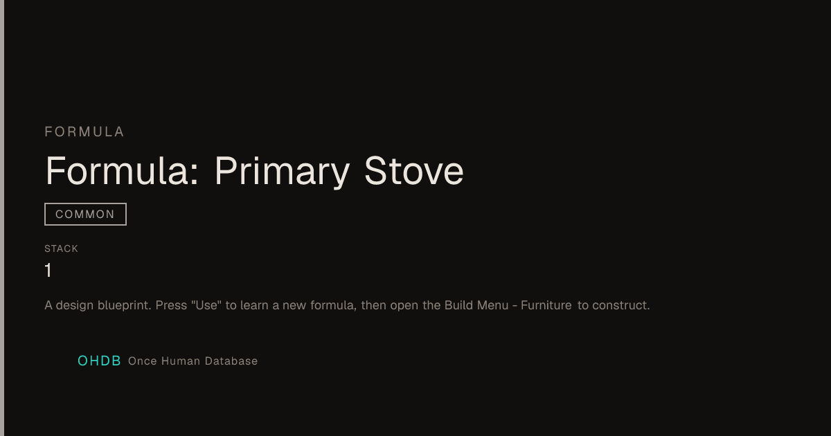 Formula: Primary Stove