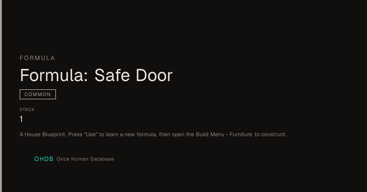 Formula: Safe Door
