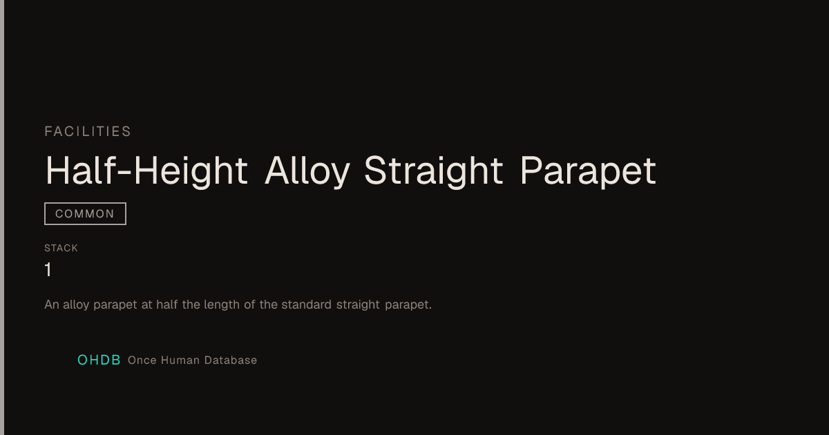 Half-Height Alloy Straight Parapet