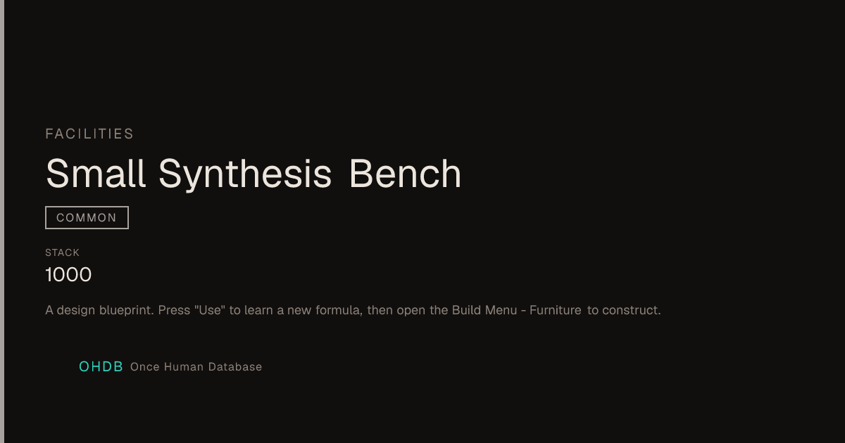 Small Synthesis Bench