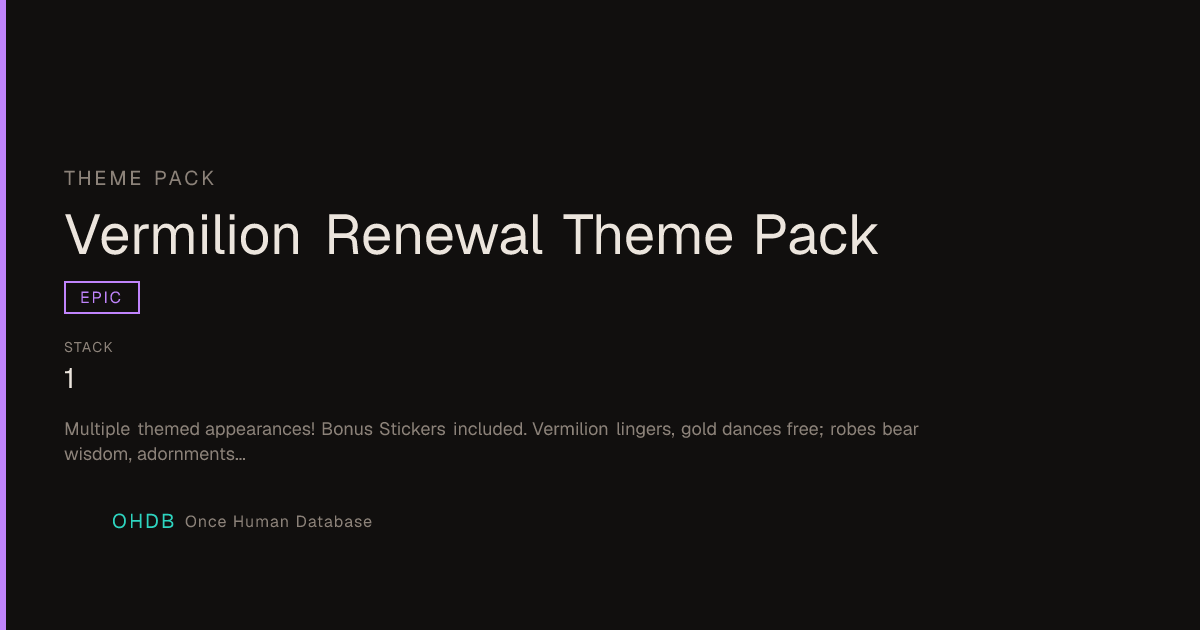Vermilion Renewal Theme Pack