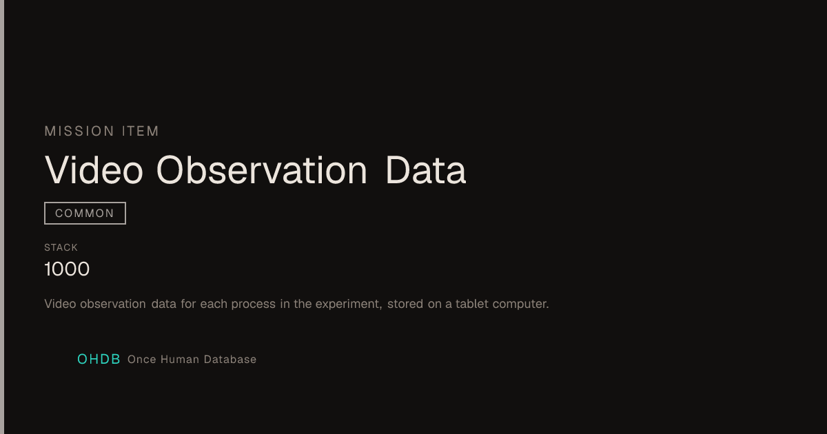 Video Observation Data