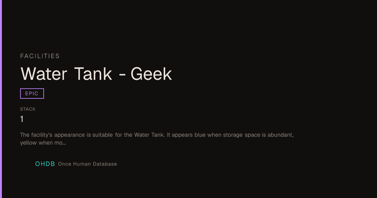 Water Tank · Geek