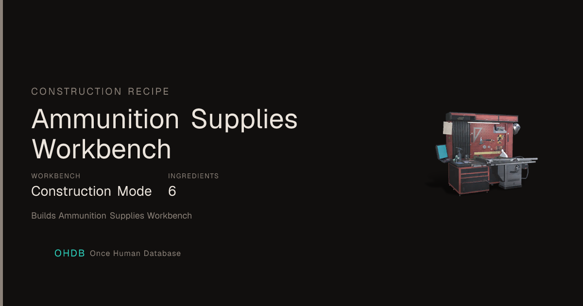 Ammunition Supplies Workbench