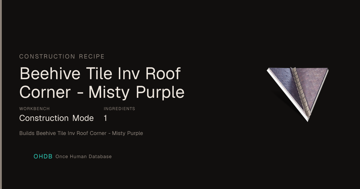 Beehive Tile Inv Roof Corner - Misty Purple
