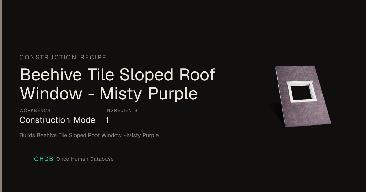 Beehive Tile Sloped Roof Window - Misty Purple
