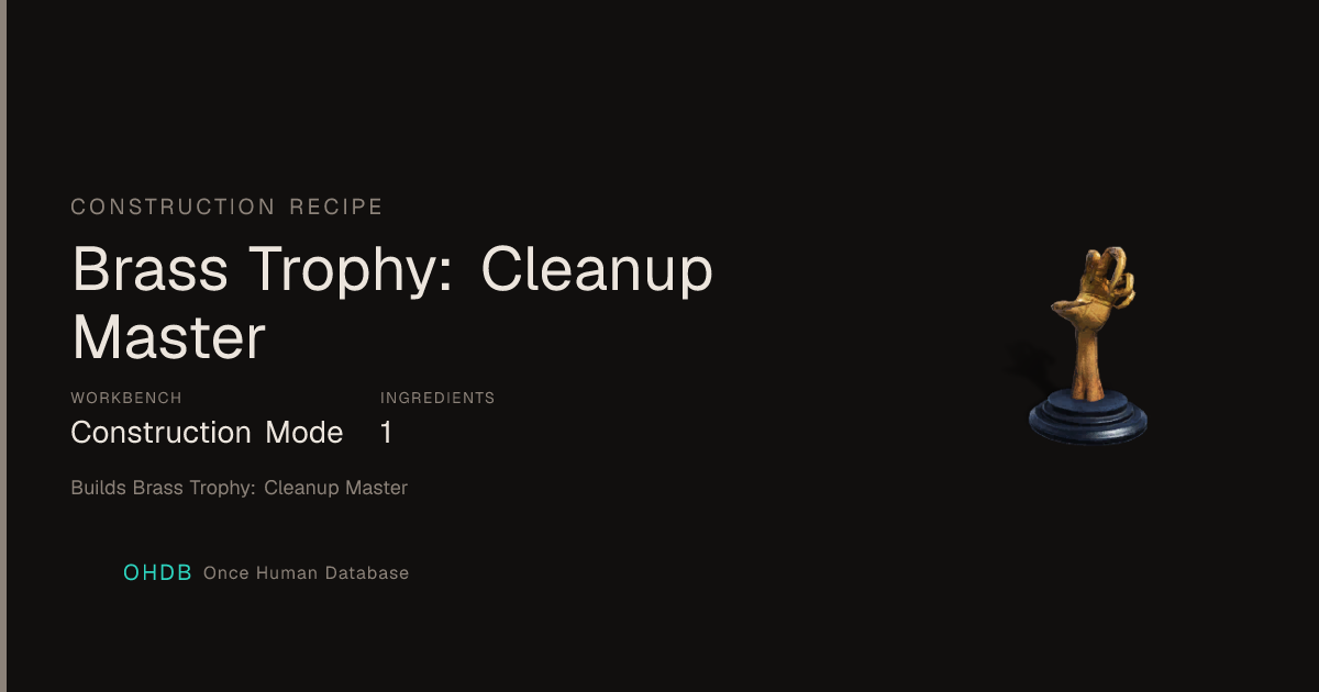 Brass Trophy: Cleanup Master