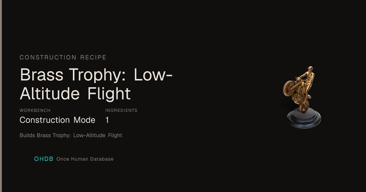 Brass Trophy: Low-Altitude Flight