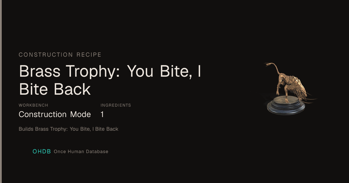 Brass Trophy: You Bite, I Bite Back