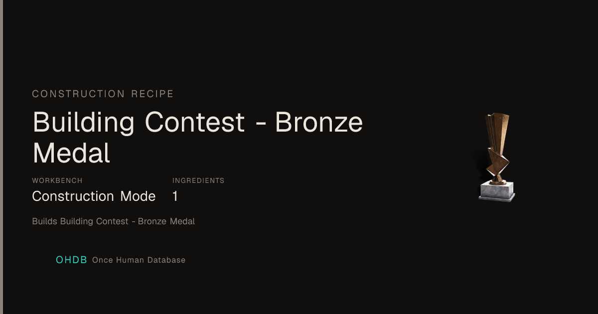 Building Contest - Bronze Medal