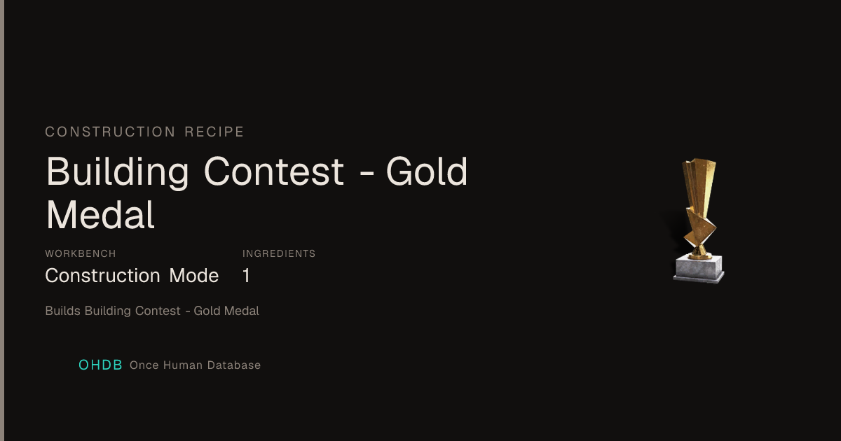Building Contest - Gold Medal