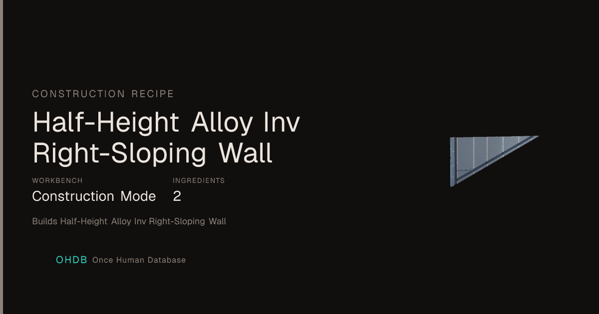 Half-Height Alloy Inv Right-Sloping Wall