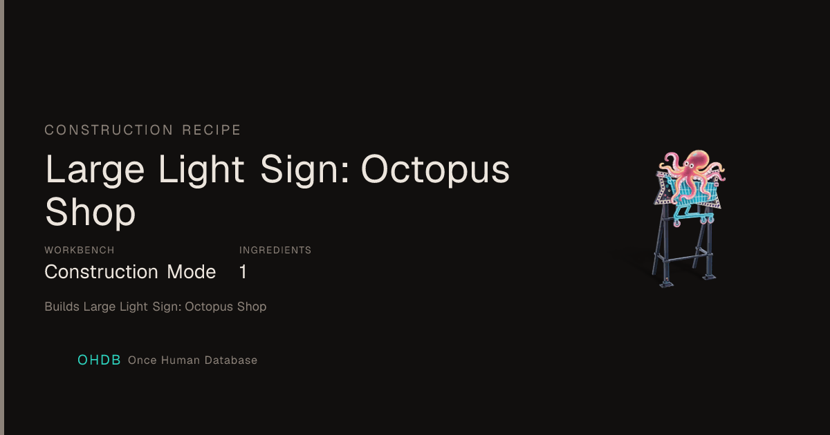Large Light Sign: Octopus Shop