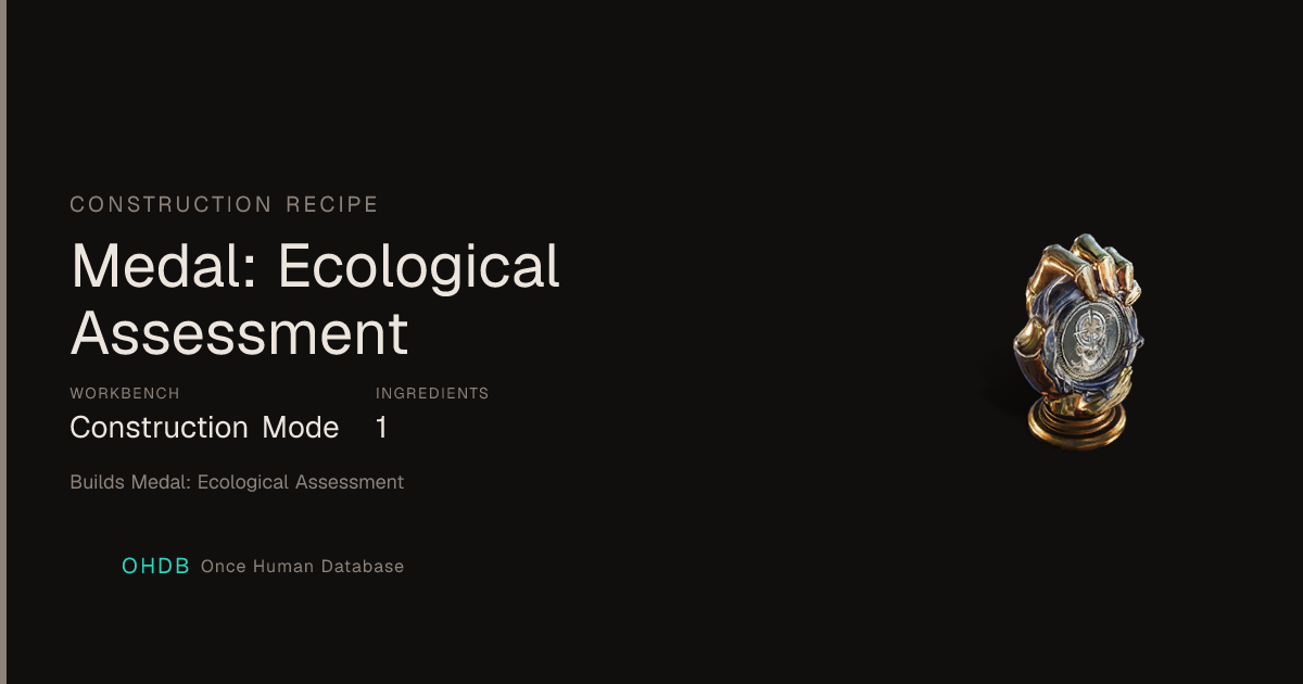 Medal: Ecological Assessment