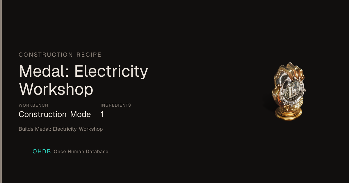 Medal: Electricity Workshop