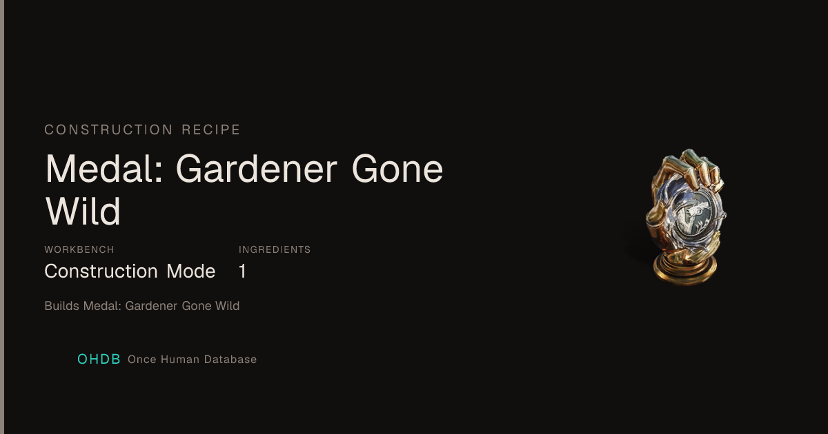 Medal: Gardener Gone Wild