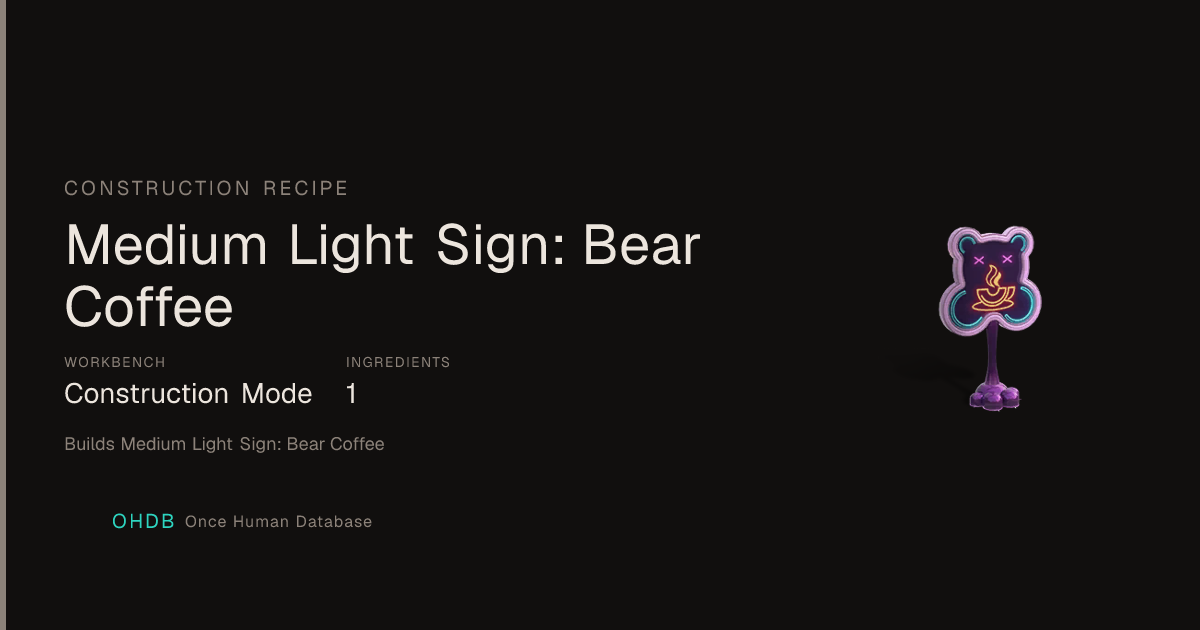 Medium Light Sign: Bear Coffee