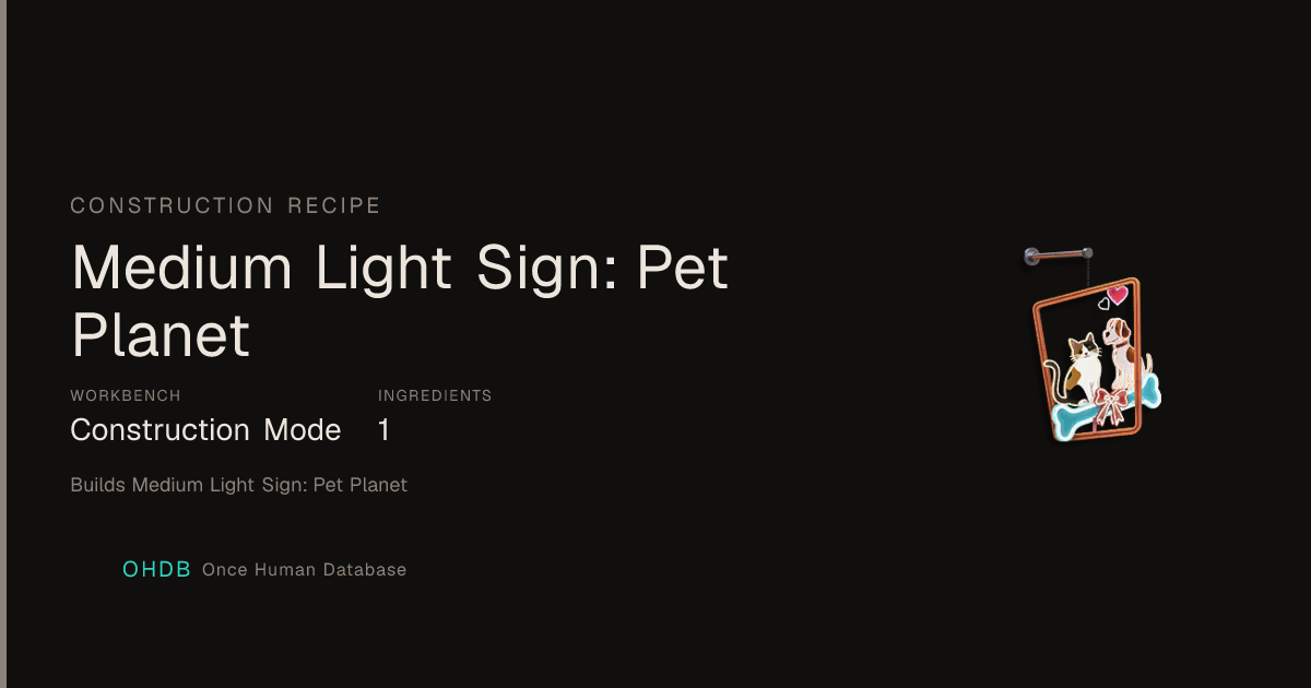 Medium Light Sign: Pet Planet