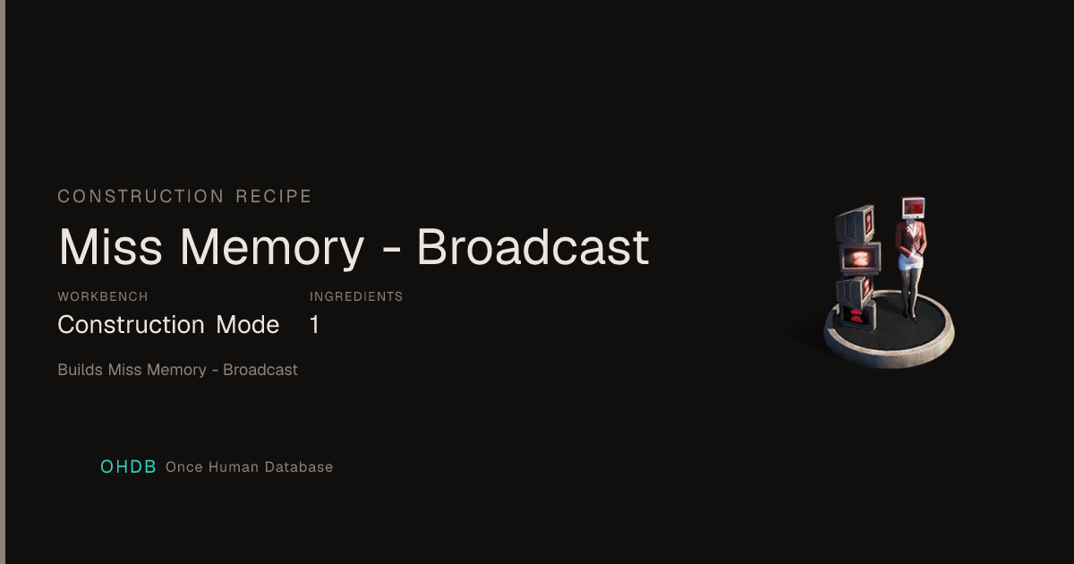 Miss Memory - Broadcast