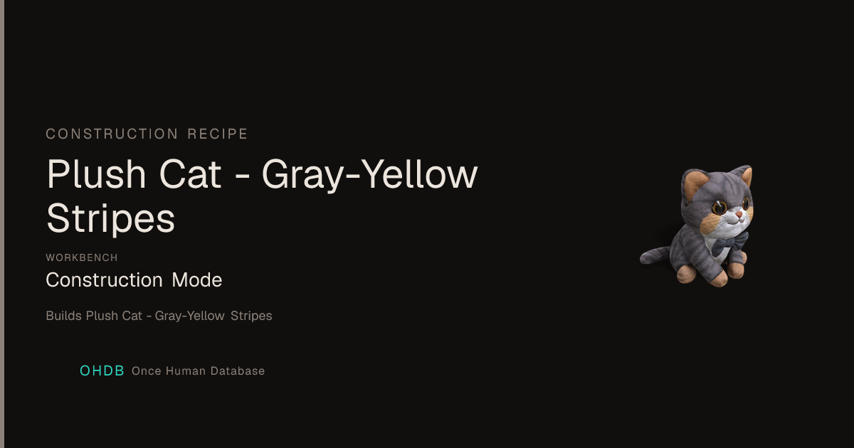 Plush Cat - Gray-Yellow Stripes