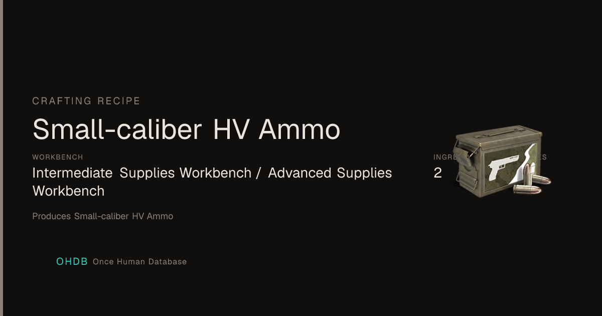 Small-caliber HV Ammo