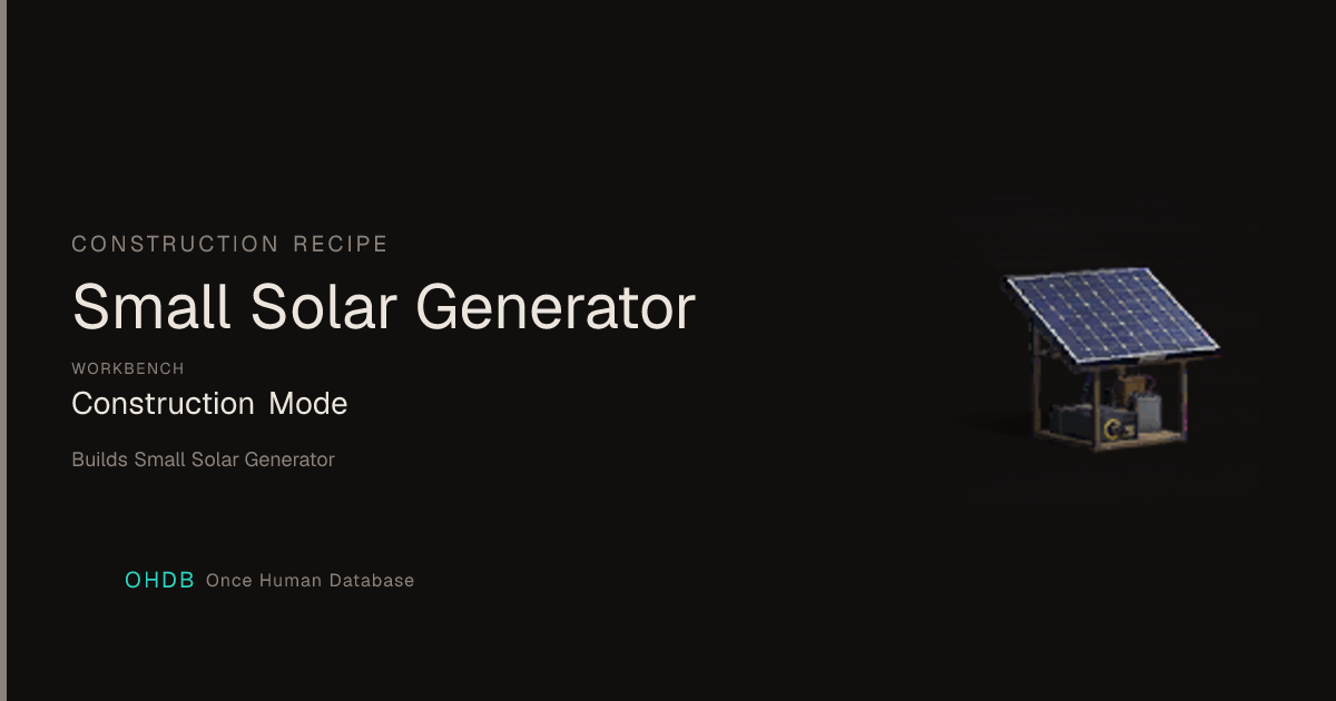 Small Solar Generator