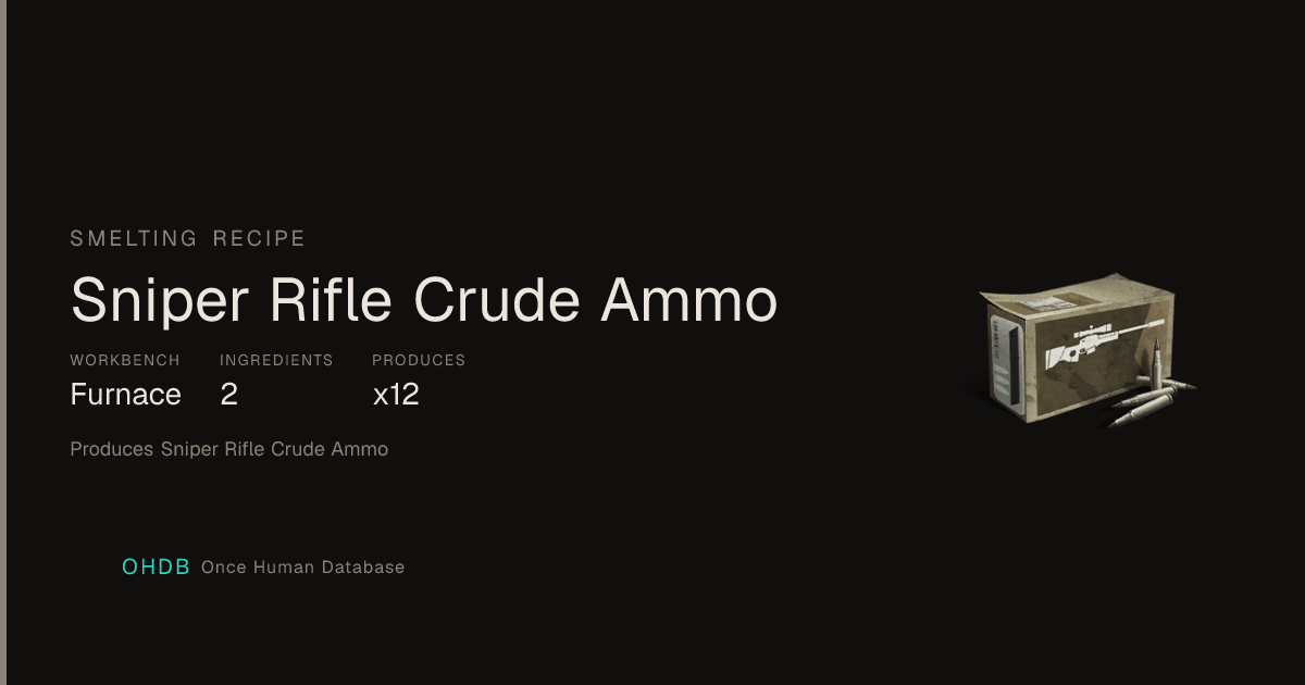 Once Human Sniper Rifle Crude Ammo Recipe | Once Human Database
