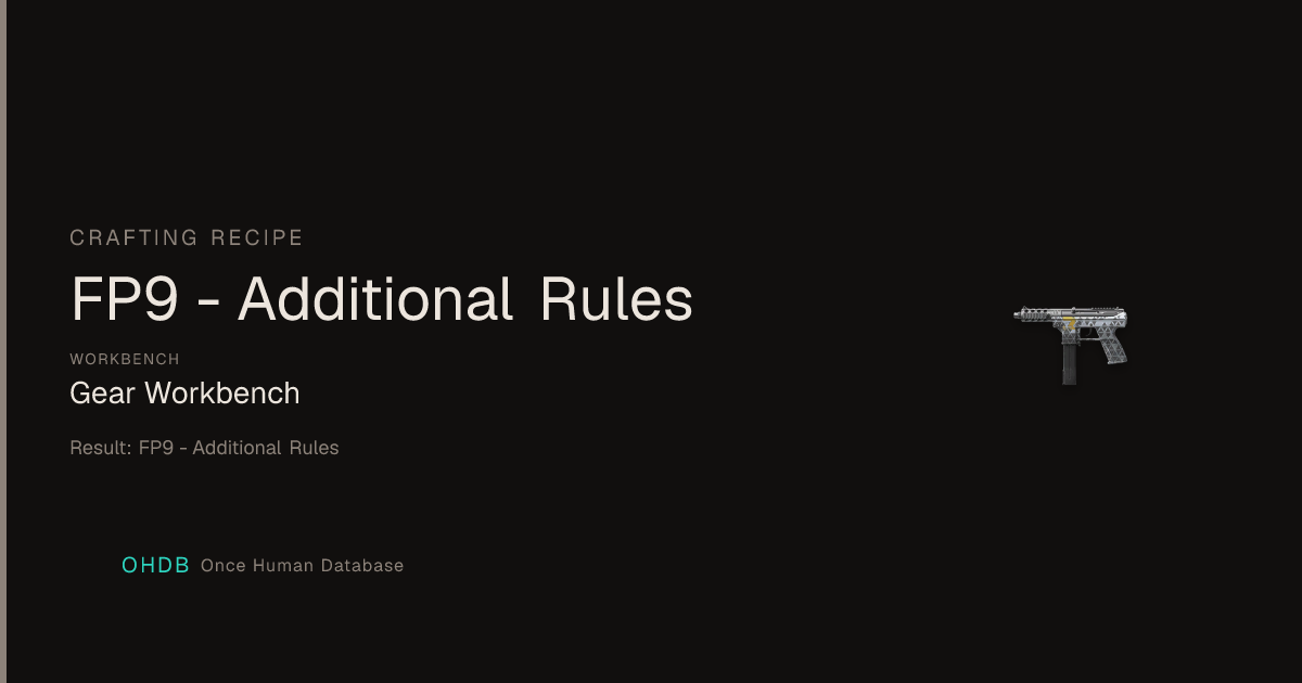 TEC9 - Additional Rules