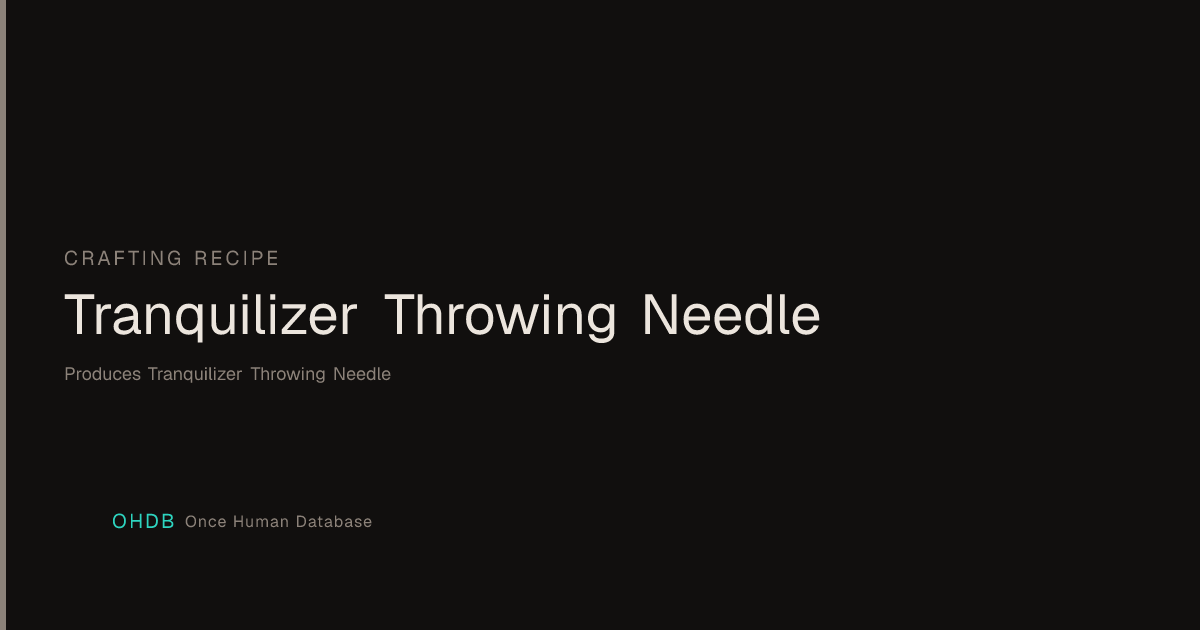Tranquilizer Throwing Needle