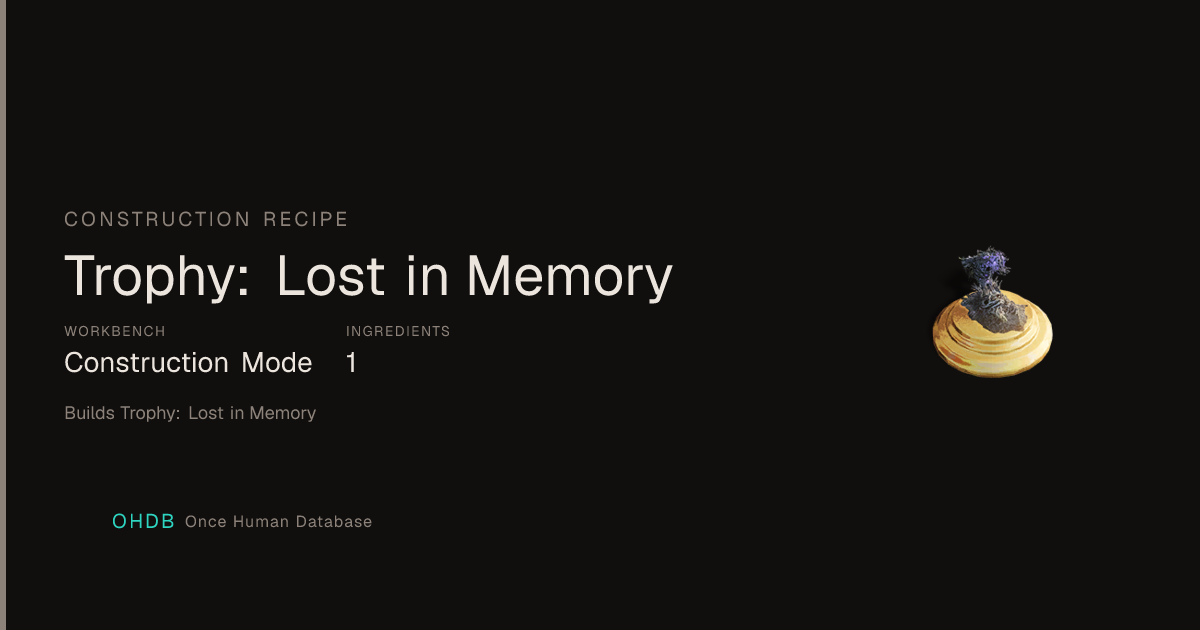Trophy: Lost in Memory