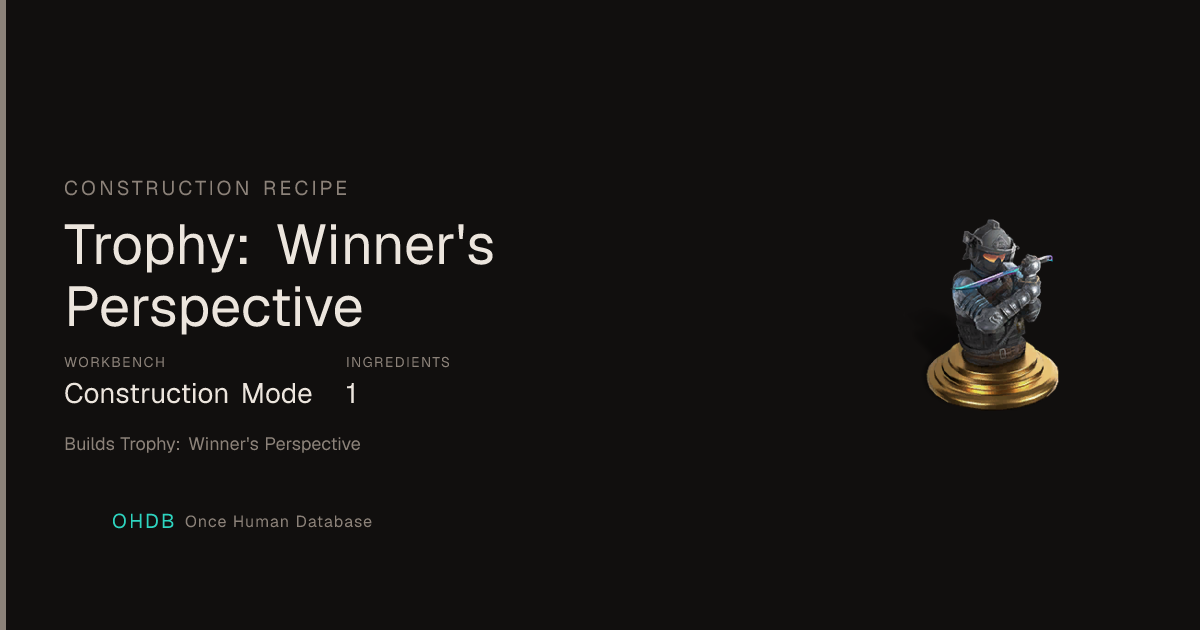 Trophy: Winner's Perspective