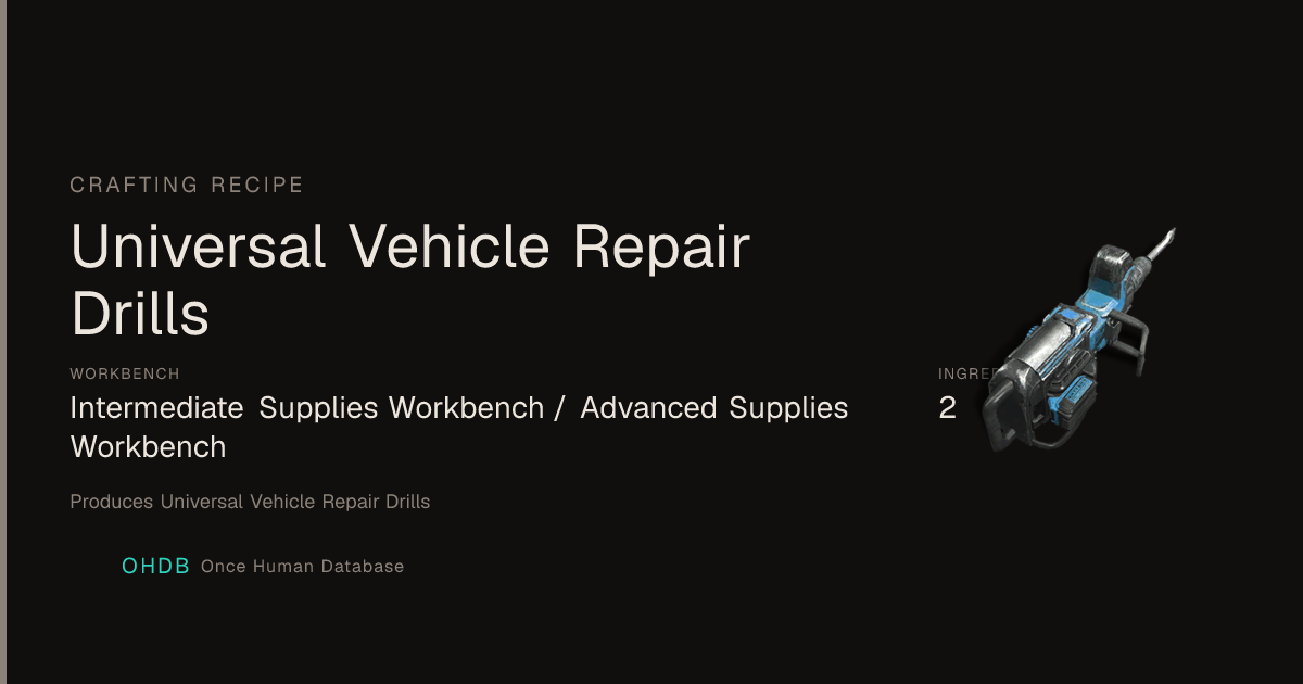 Universal Vehicle Repair Drills